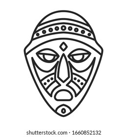 African mask vector icon.Outline vector icon isolated on white background african mask.