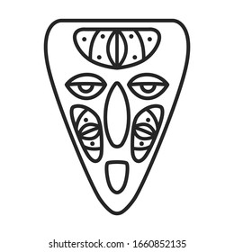 African mask vector icon.Outline vector icon isolated on white background african mask.
