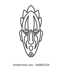 African mask vector icon.Outline vector icon isolated on white background african mask.