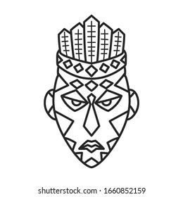 African mask vector icon.Outline vector icon isolated on white background african mask.