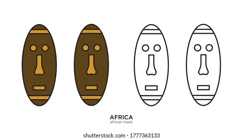 African mask vector illustration lineal color and filled design