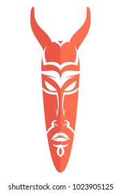 African Masks Isolated on White. Vector icons for tribal designs
