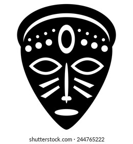 African Masks Isolated on White. Vector icons for tribal designs