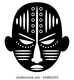 African Masks Isolated on White. Vector icons for tribal designs