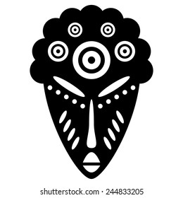 African Masks Isolated on White. Vector icons for tribal designs