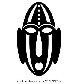 African Masks Isolated on White. Vector icons for tribal designs