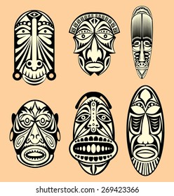 African Masks. No transparency and gradients used.

