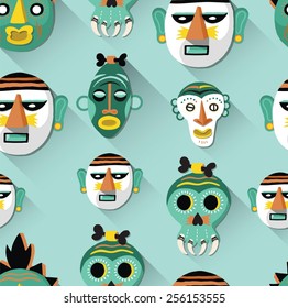 African masks pattern, seamless.