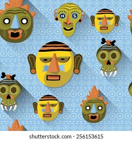 African masks pattern, seamless.