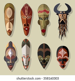 African masks set