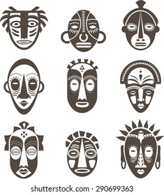 African Masks Set Of Icons