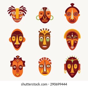 African masks set of icons