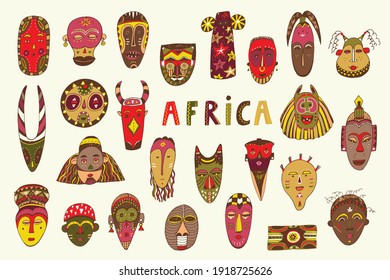 Vektorgrafik-Set für afrikanische Masken