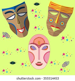 African masks. Vector set