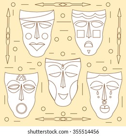 African masks. Vector set