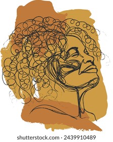 african mautre woman line drawing vector illustration for tshirt