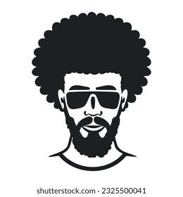 African Men Vector, Afro Men, Black Man Vector, African American Black African American afro male face, curls hair style Black men Silhouettes