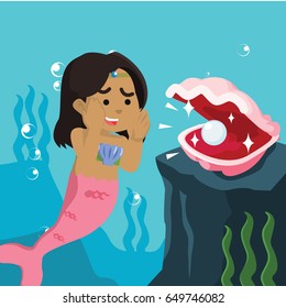 african mermaid taking pearl from clam