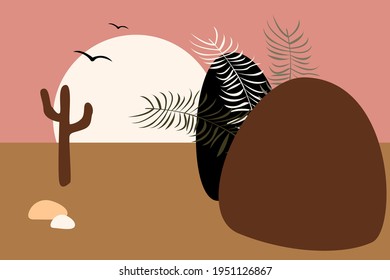 Fondo africano minimalista de patrón paisajístico para tarjetas de felicitación de diseño, volante de agencia de viajes, etiqueta de tienda de souvenirs, impresión de camisetas, etc.