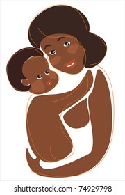 african mother and child, happiness concept isolated illustration