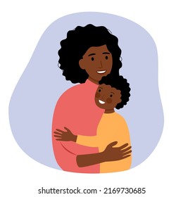 African Mother Hug Her Son Flat Stock Vector (Royalty Free) 2169730685 ...