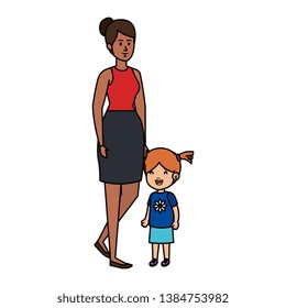 african mother with little daughter characters