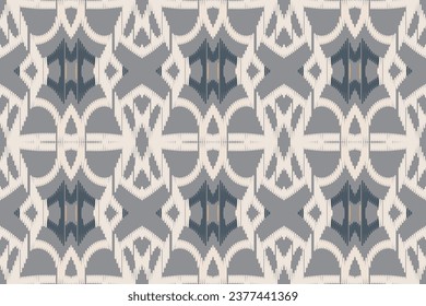 African Motif Ikat nahtlose Muster grauer Vektorhintergrund Aztec Tribal traditionellen Ethnischen digitalen Textil Art Design für Druckgewebe Saree Seidenteppich sari