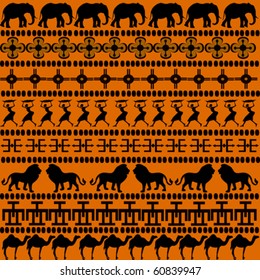 African motifs with African animals and women