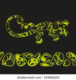 African motives floral lizard background