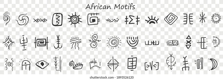 African motives and patterns doodle set