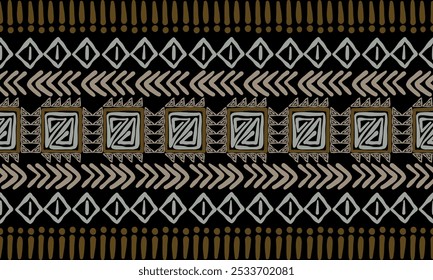 Pano de lama africano padrão bogolês Pano de lama americano tecido tribal padrão sem emenda boêmio, geométrico, ziguezague, design tribal, ilustração, vetor, projeto de padrão asteca tribal para têxtil, moda, tapete.