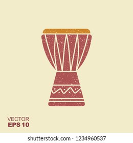 African music instrument icon. Vector illustration. djembe, dunumba drum tam tam. Flat icon with scuffed effect in a separate layer