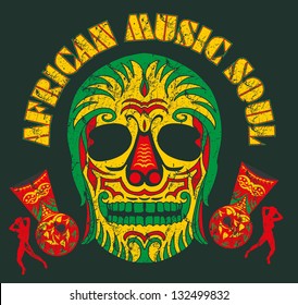 african music skull soul vector art