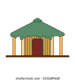 African national homes and dwellings. Huts in an African village. Flat line style. Vector illustration