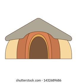 African national homes and dwellings. Huts in an African village. Flat line style. Vector illustration