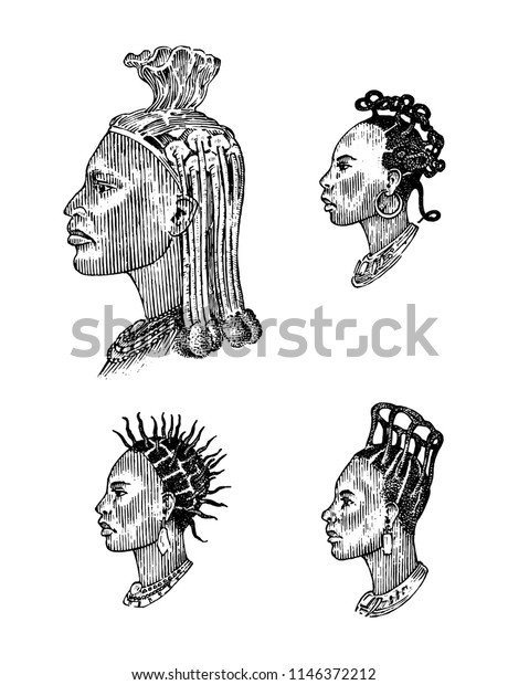 African National Male Hairstyles Profile Man Stock Vector Royalty