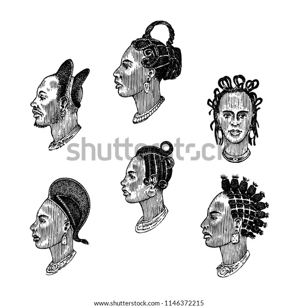 African National Male Hairstyles Profile Man Stock Vector