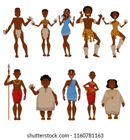 African native tribe people vector characters