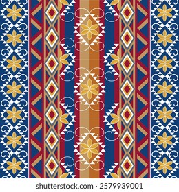 African navajo pattern. Ethnic chevrons carpet. Tribal vector ornament. Aztec style. Geometric mosaic on the tile, majolica. Geoprint on textile. Kente Cloth. Design for pottery.