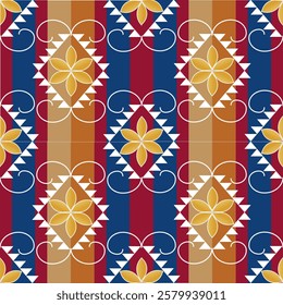 African navajo pattern. Native American pattern, tribal vector ornament. Aztec style. Geometric mosaic on the tile, majolica. Geoprint on textile. Kente Cloth. Design for pottery.