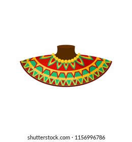 African neck decoration with traditional ornament, ethnic accessory, authentic symbol of Africa vector Illustration on a white background