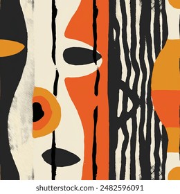 African orange and black color seamless pattern background