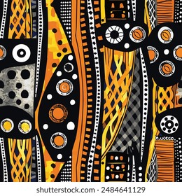 African orange and black color seamless pattern background