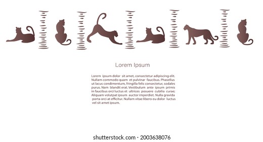 African or oriental banner with  leopards. Abstract posters in minimalistic style. Vector Template with copy space for invitation, cards or banner and  poster, Landing Page 