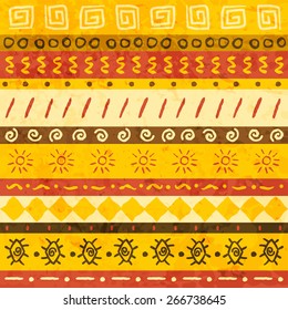 African Ornament Seamless With Handdraw Elements. Vector Illustration