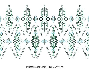 African ornament seamless stripe pattern. Polynesian decorative border. Aztec Peru Mexican Scandinavian traditional decor.