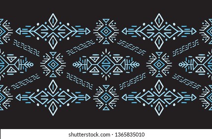 African ornament seamless stripe pattern. Polynesian decorative border. Aztec Peru Mexican Scandinavian traditional decor.