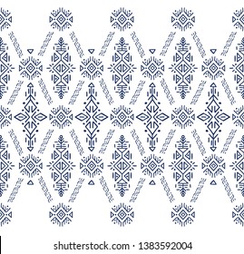 African ornament seamless stripe pattern. Polynesian decorative border. Aztec Peru Mexican Scandinavian traditional decor.