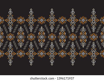 African ornament seamless stripe pattern. Polynesian decorative border. Aztec Peru Mexican Scandinavian traditional decor.