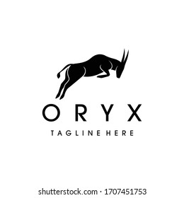 African Oryx Animal Jumping Concept Illustration Logo Vector